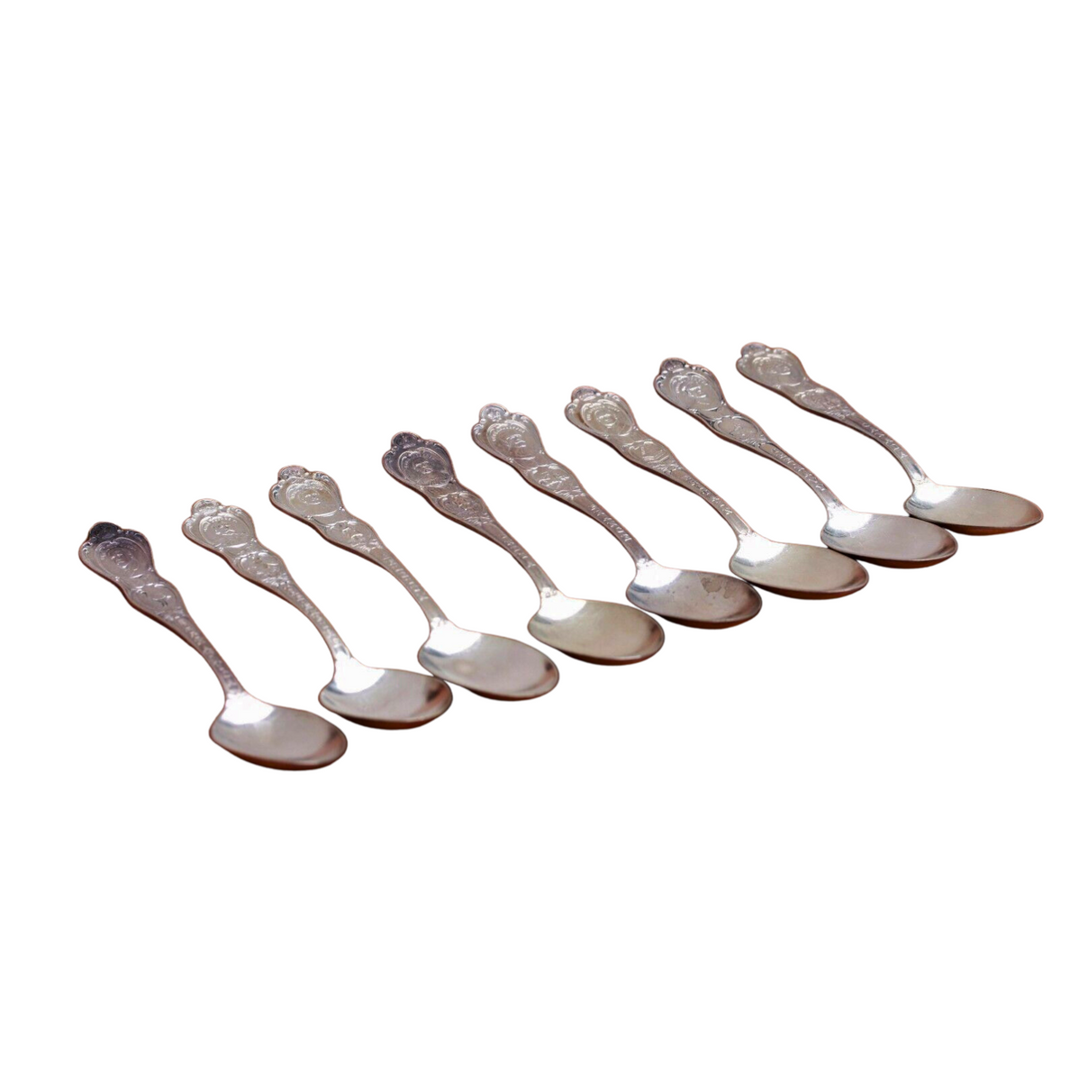 8 BIRKS CANADA Souvenir Spoons, King, Duke, General, Admiral