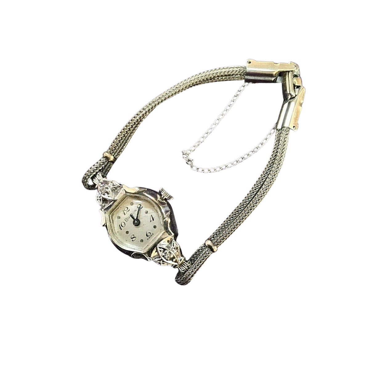 1950 s Bulova 14k White Gold and Diamonds Ladies Wristwatch 1950s Ni Mission Gallery Antiques