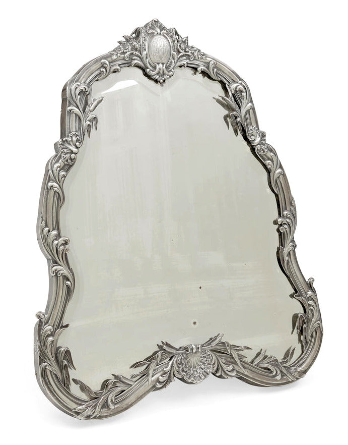 19thc. Silver Mirror by Boin-Taburet Paris France, First Standard .950 19" x 16" - MissionGallery