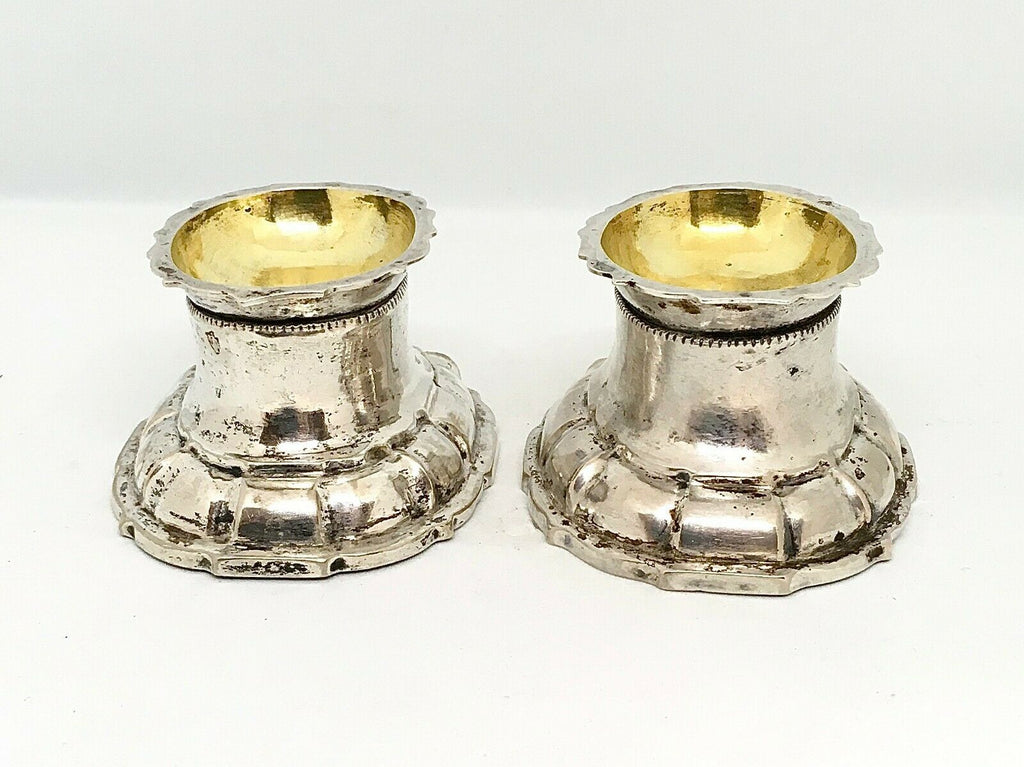 Pair of 17th Century European Baroque Silver and Gilt Salt Cellars,  Rare 123.3g - MissionGallery