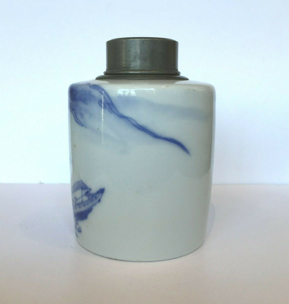 19th - 20th c. Imari Porcelain Pewter Tea Caddy  Japan - MissionGallery