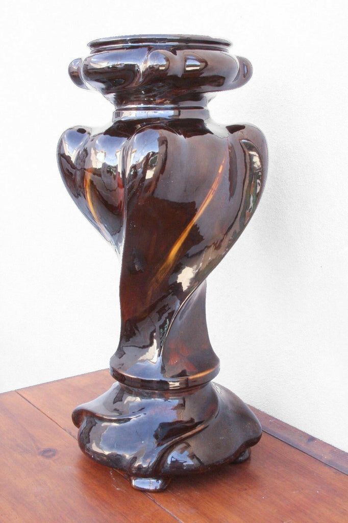Antique Original c. 1900 Weller Art Pottery Aurelian Rose Pedestal Display Stand - MissionGallery