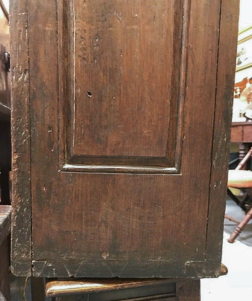 D.1779 Antique Oak Wall Cupboard,& Initialed Original Hardware continental Rare - MissionGallery