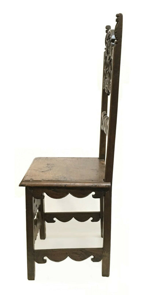 17th Century Italian Renaissance Carved Wood Side Chair - MissionGallery