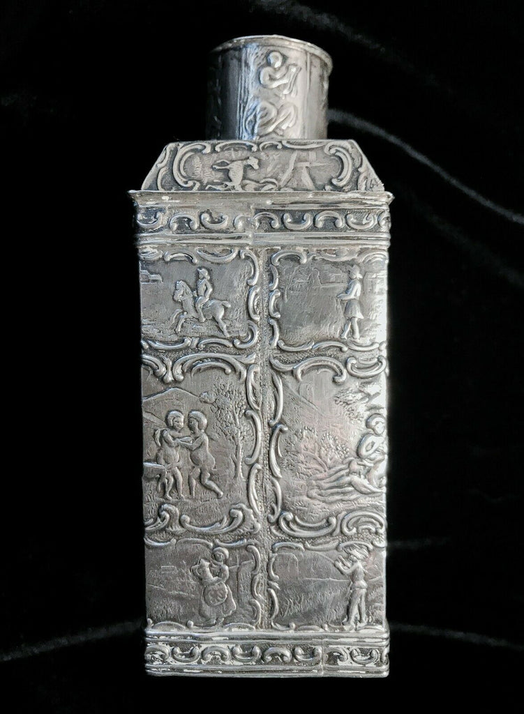 Antique 19th Century c.1879-1890s Continental Silver Tea Caddy, Repousse 184g - MissionGallery