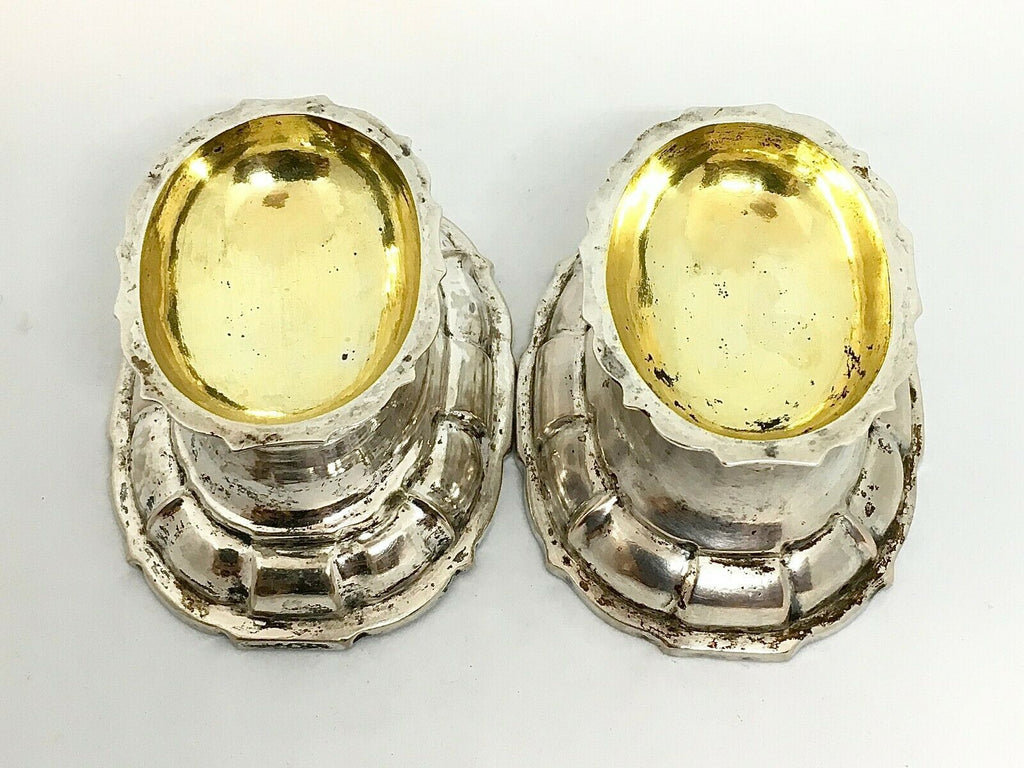 Pair of 17th Century European Baroque Silver and Gilt Salt Cellars,  Rare 123.3g - MissionGallery