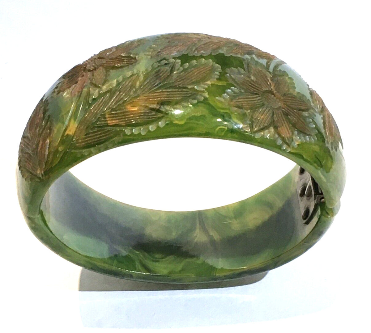 Green Marble Bakelite Hinged Bracelet – Mission Gallery Antiques