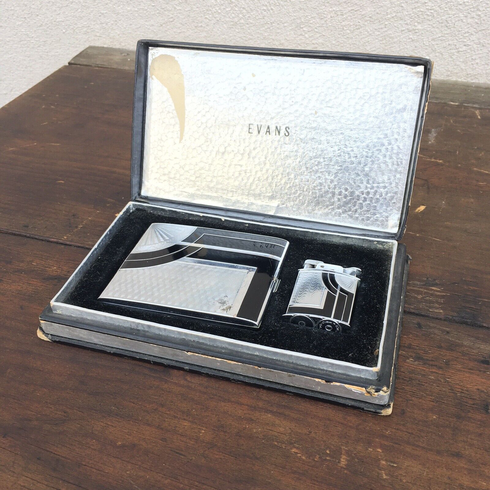 evans lighter cigarette case 1940's & Powder Compact Trig-A-Lite Case 1930's Evans Art Deco Lighter
