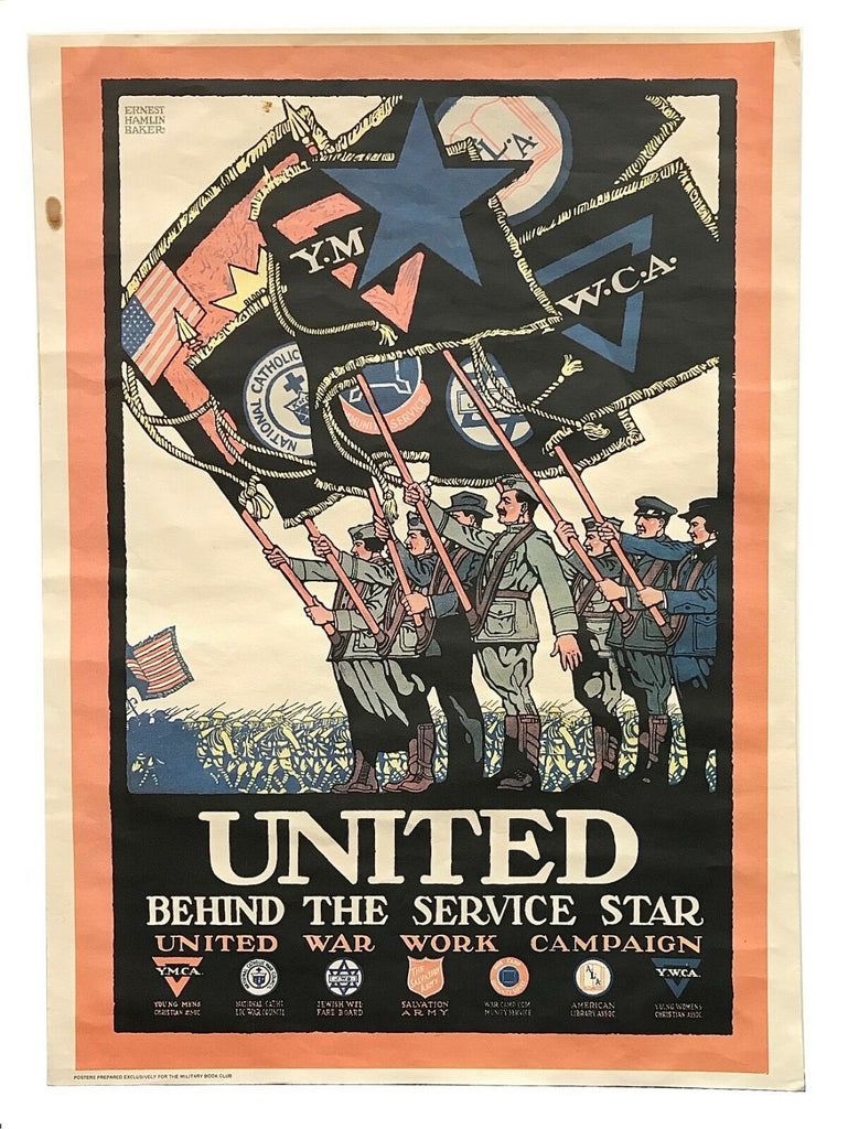 WWI United War Work Campaign Poster by Ernest Hamlin Baker, Rare - MissionGallery