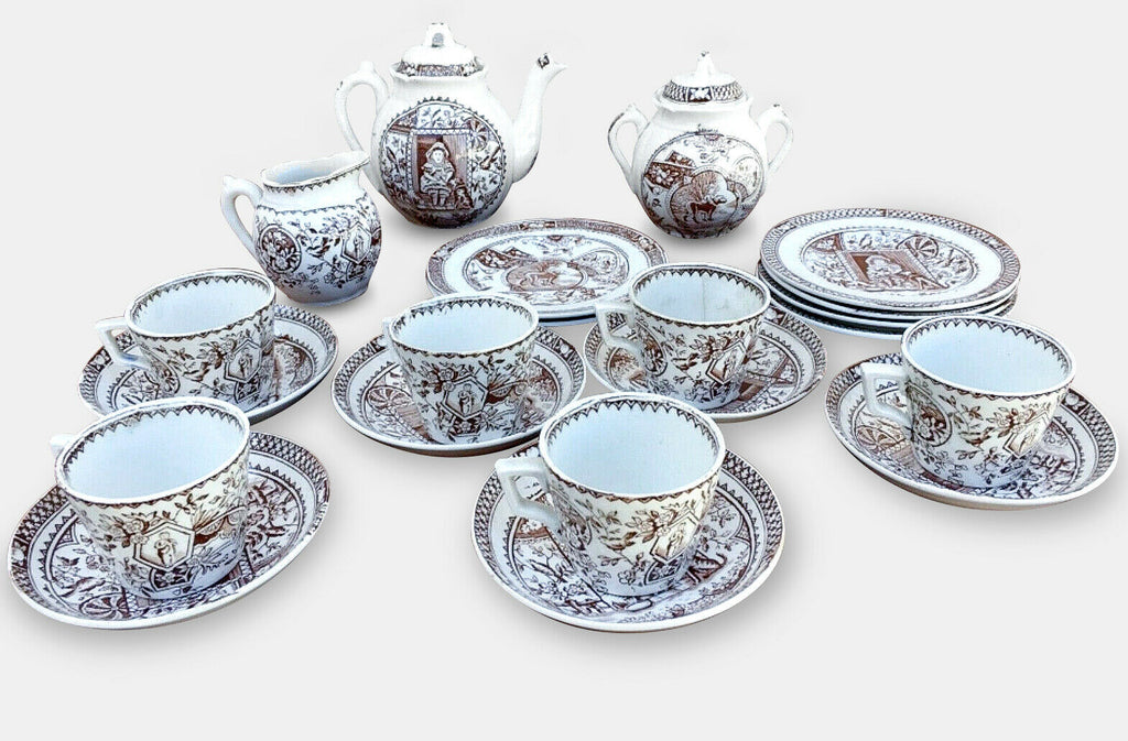 C. 1890 21 Piece Child's Tea Set Charles Allerton & Sons England, RARE - MissionGallery