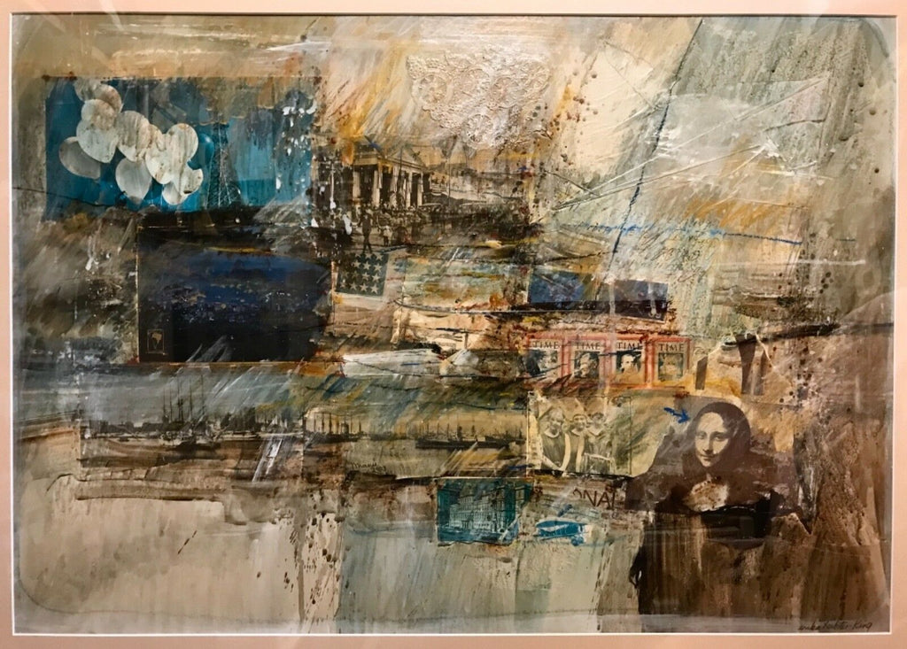 Erika King Mid-Century Painting Miami Modern Exhibited 1975 Mixed Media Original - MissionGallery