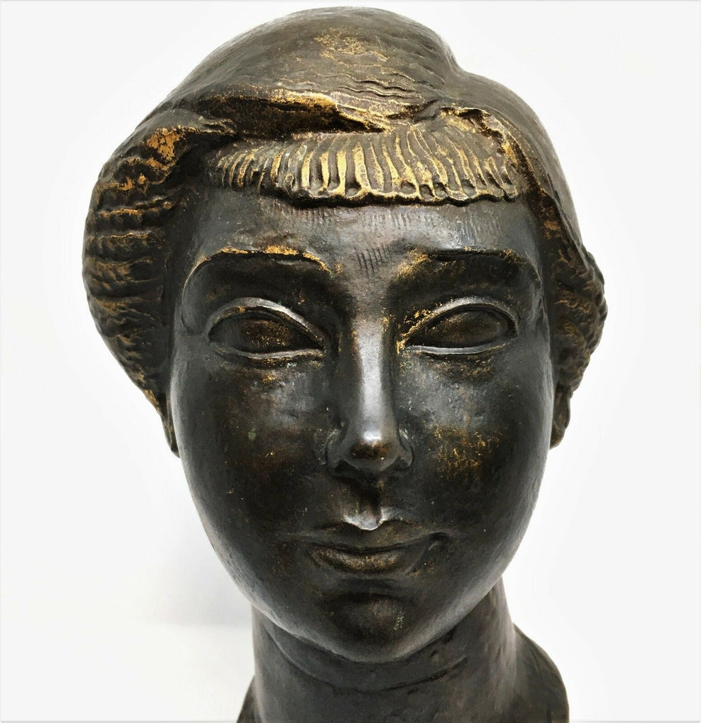 French Art Deco Bronze Bust of Woman "A. Gurnot" d.1919  Colin Paris Foundry - MissionGallery