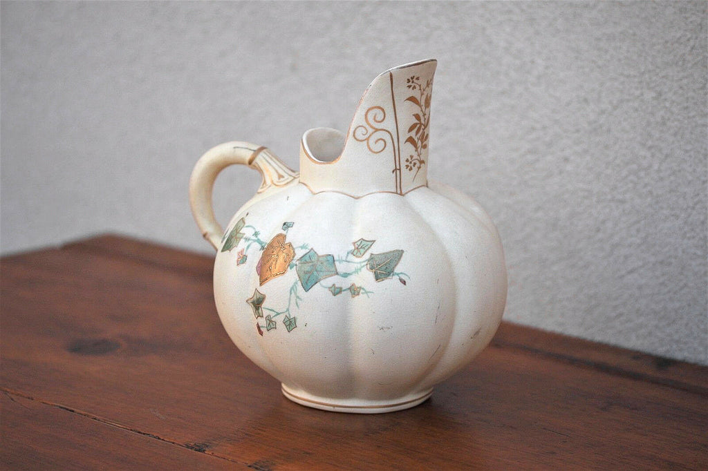 1890's Hampshire Pottery Aesthetic Style Pitcher, Ivy Pattern, nice - MissionGallery