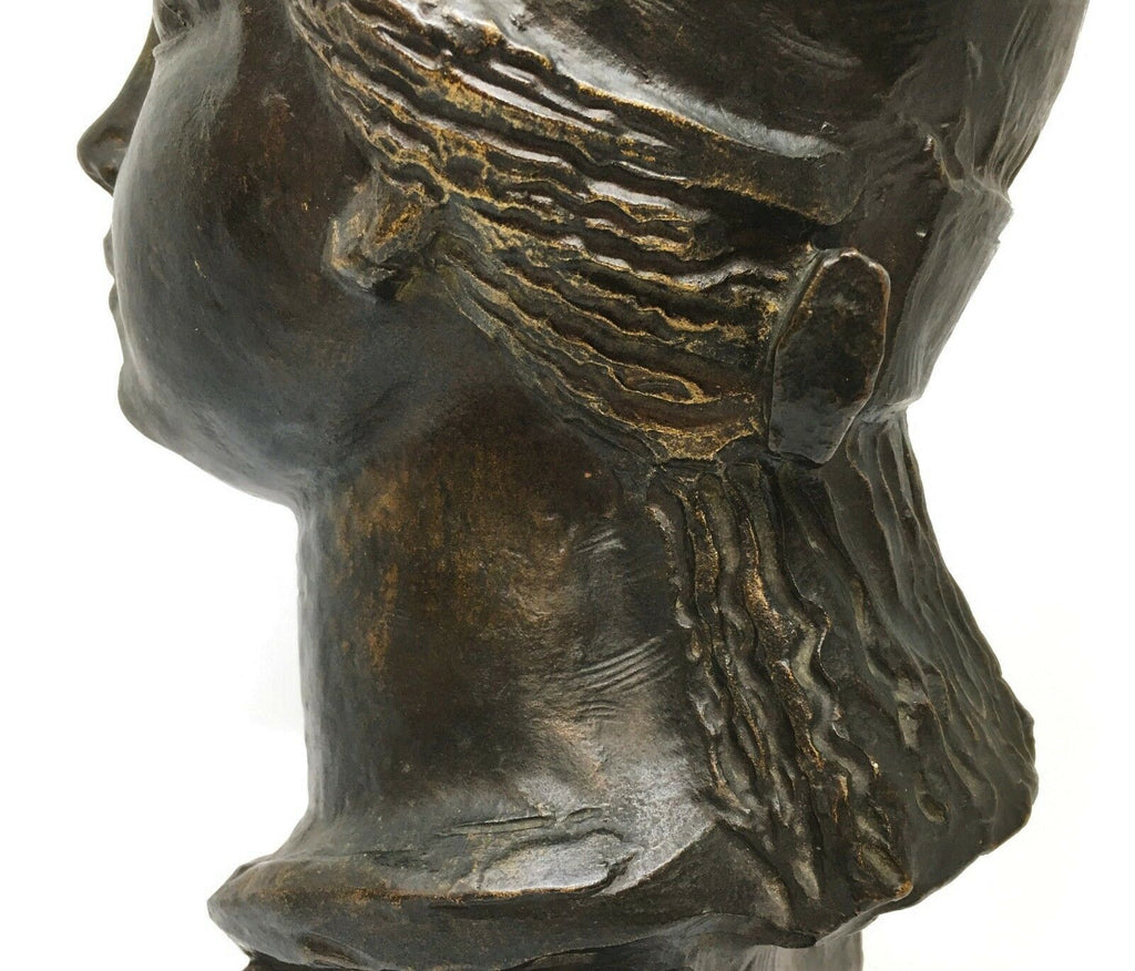 French Art Deco Bronze Bust of Woman "A. Gurnot" d.1919  Colin Paris Foundry - MissionGallery