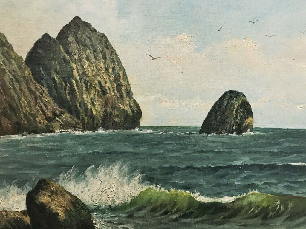 Alver Regli Early 20th Century Oil on Canvas Seascape Painting, California - MissionGallery
