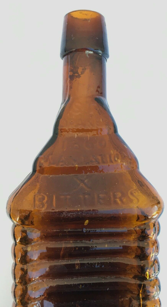 ST Drake's 1860 Amber Cabin Plantation Bitters Bottle Patented 1862 (RARE) - MissionGallery