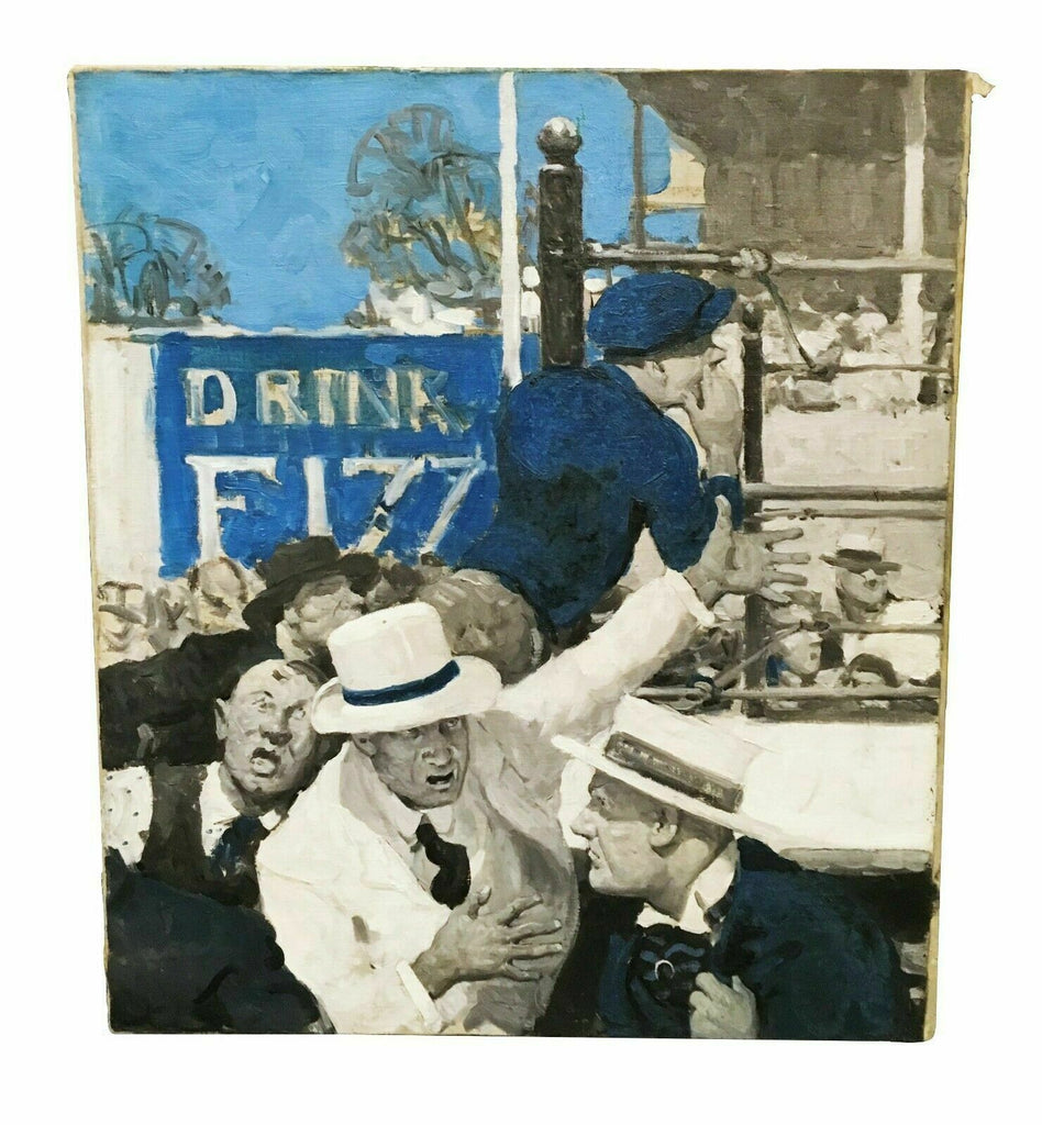 Douglas Duer 1887-1964 Oil Painting, Sports Boxing, New York 1920s, Coney Island - MissionGallery