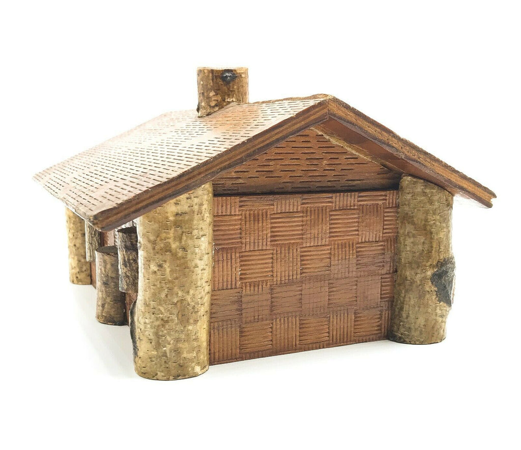 Antique, 1920s Watkins Glen, NY Tourist Log Cabin Box, Souvenir - MissionGallery