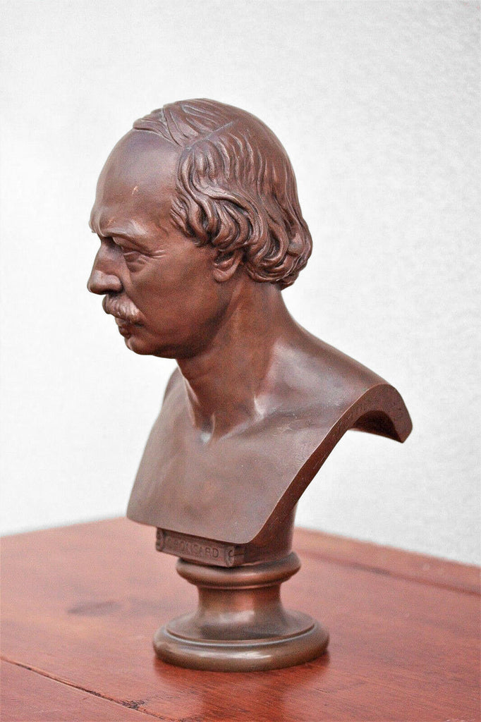 Antoine Samuel Adam- Salomon 1869 Bronze Bust of Francois Ponsard, Barbedienne - MissionGallery