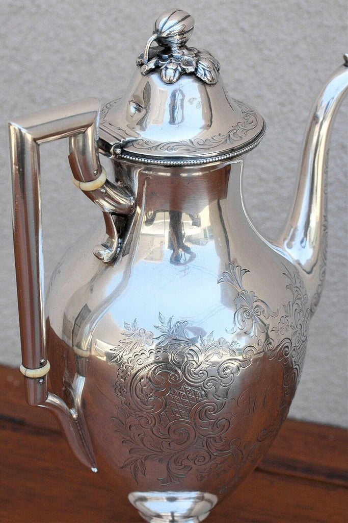 Ball Black & Co. New York, Coin Silver Tea Pot, 1860s  531g Rare - MissionGallery