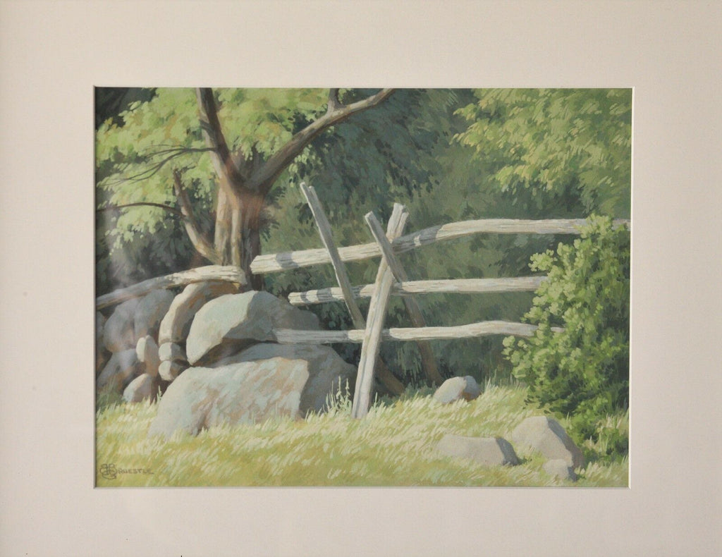 Connecticut Landscape Gouache on Paper by Bertram Bruestle (1906 - 1968) - MissionGallery