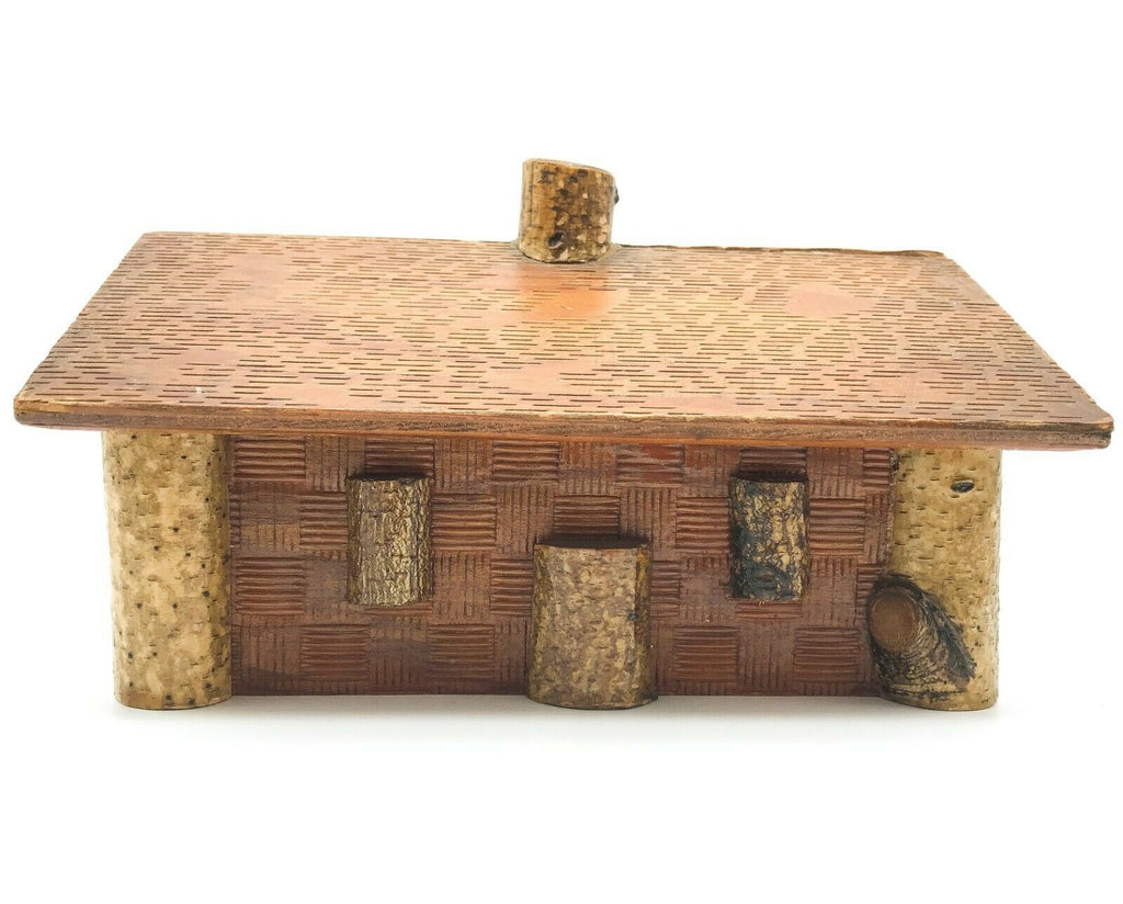 Antique, 1920s Watkins Glen, NY Tourist Log Cabin Box, Souvenir - MissionGallery