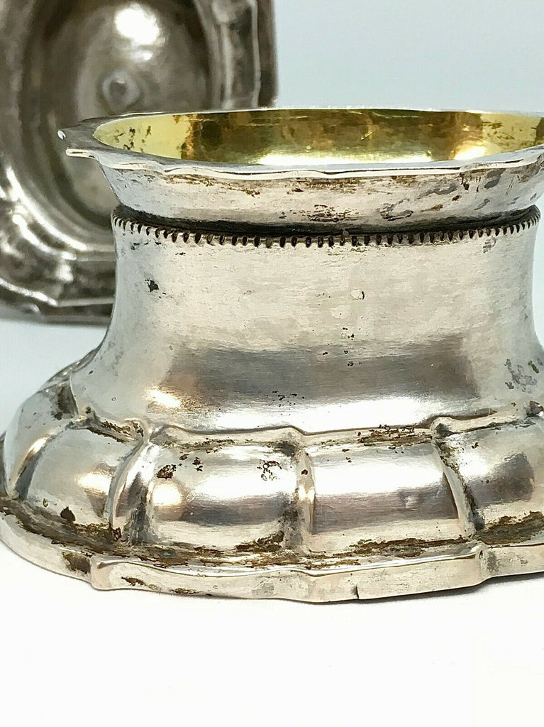 Pair of 17th Century European Baroque Silver and Gilt Salt Cellars,  Rare 123.3g - MissionGallery