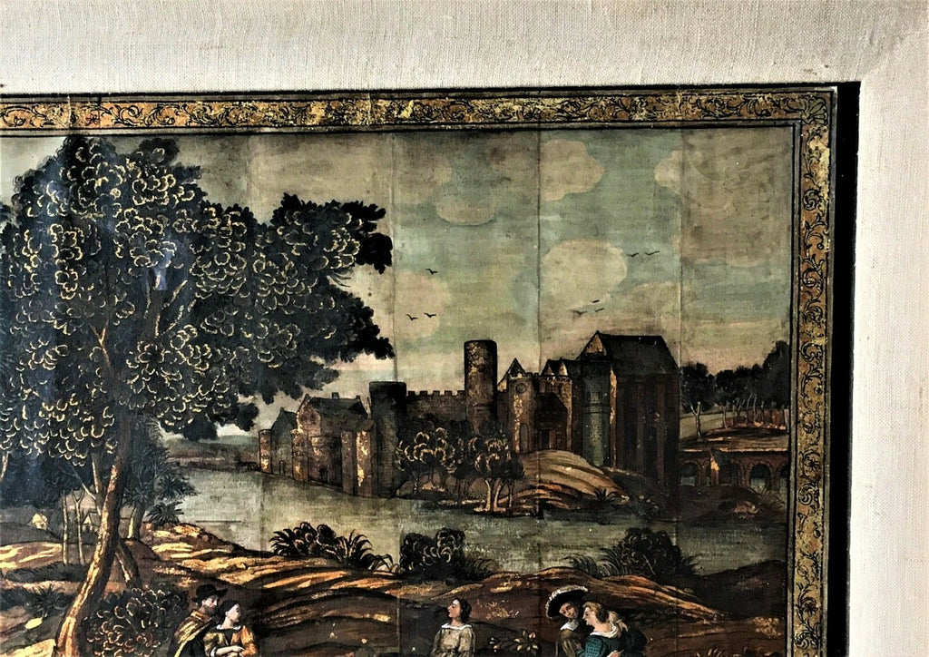 18th Century European "Cartoon" Painting Rendering for a 7 Panel Screen Rare - MissionGallery