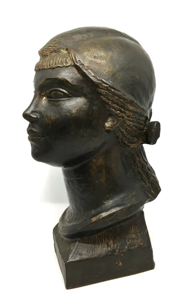 French Art Deco Bronze Bust of Woman "A. Gurnot" d.1919  Colin Paris Foundry - MissionGallery