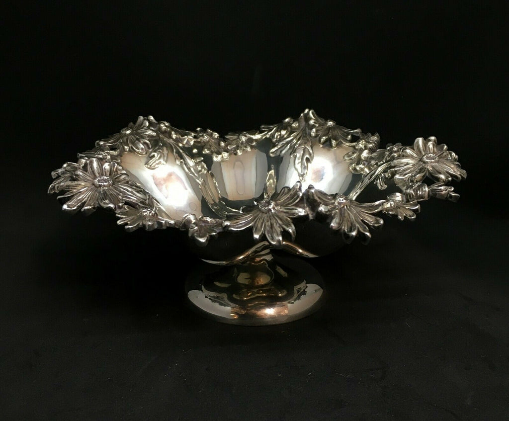 Late 19th c William B. Kerr Sterling Silver Daisy Pattern Dish Art Nouveau, Rare - MissionGallery