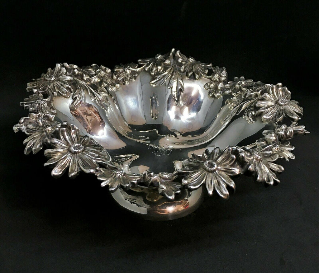Late 19th c William B. Kerr Sterling Silver Daisy Pattern Dish Art Nouveau, Rare - MissionGallery