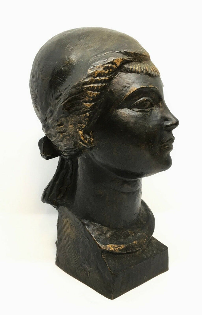 French Art Deco Bronze Bust of Woman "A. Gurnot" d.1919  Colin Paris Foundry - MissionGallery