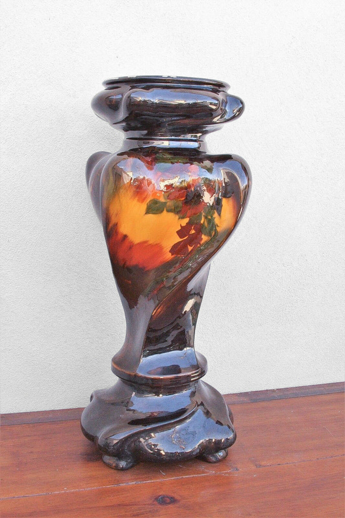 Antique Original c. 1900 Weller Art Pottery Aurelian Rose Pedestal Display Stand - MissionGallery