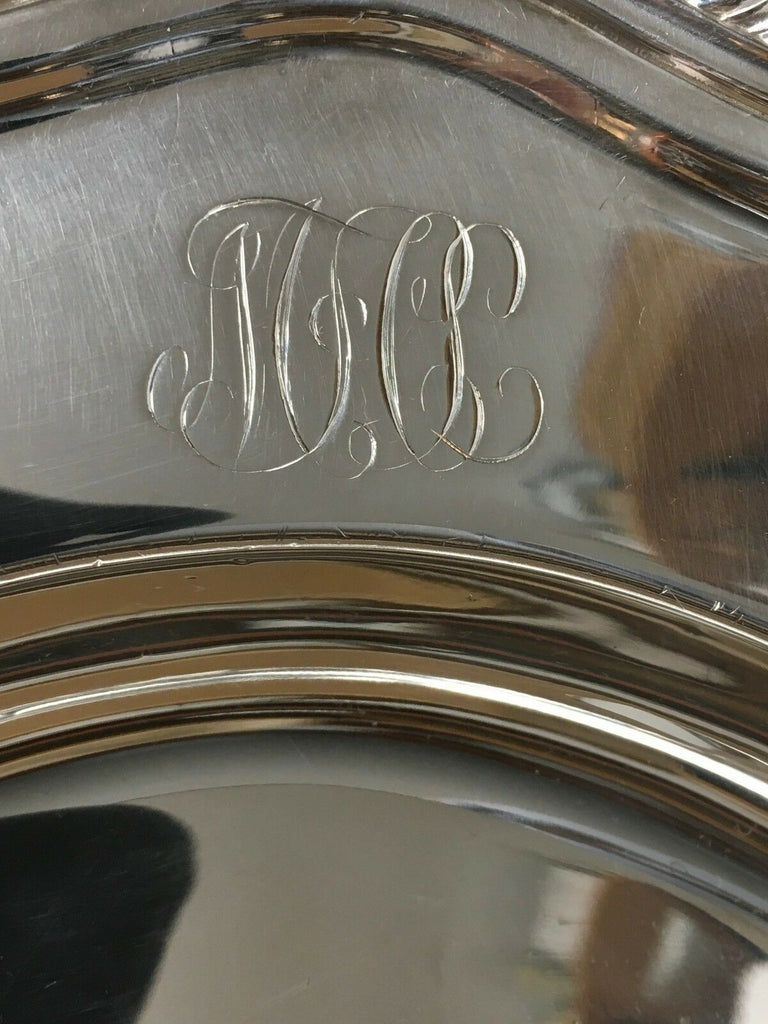 1920s Tiffany Silver Plate Dragooned Well & Tree Platter w/ Paw Feet Very Large - MissionGallery