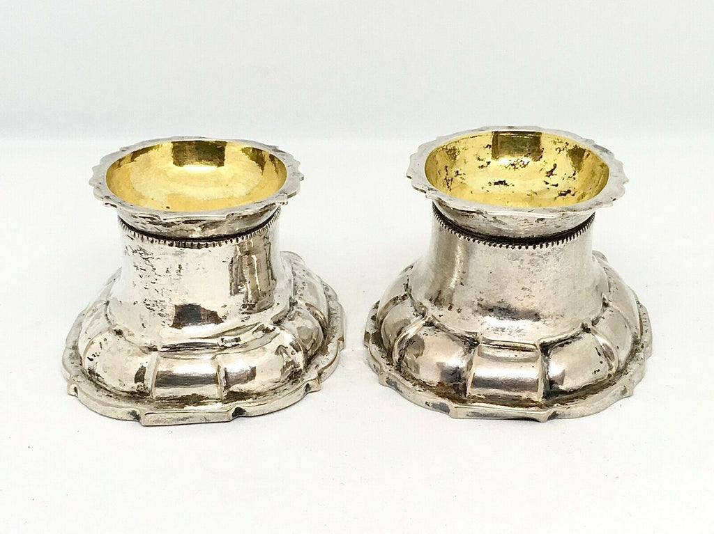 Pair of 17th Century European Baroque Silver and Gilt Salt Cellars,  Rare 123.3g - MissionGallery