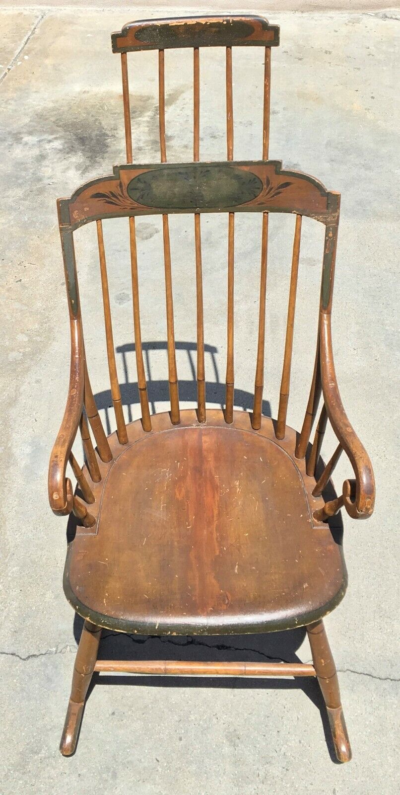 c.1800's American Windsor Comb Back Rocking Chair in Original Paint ...
