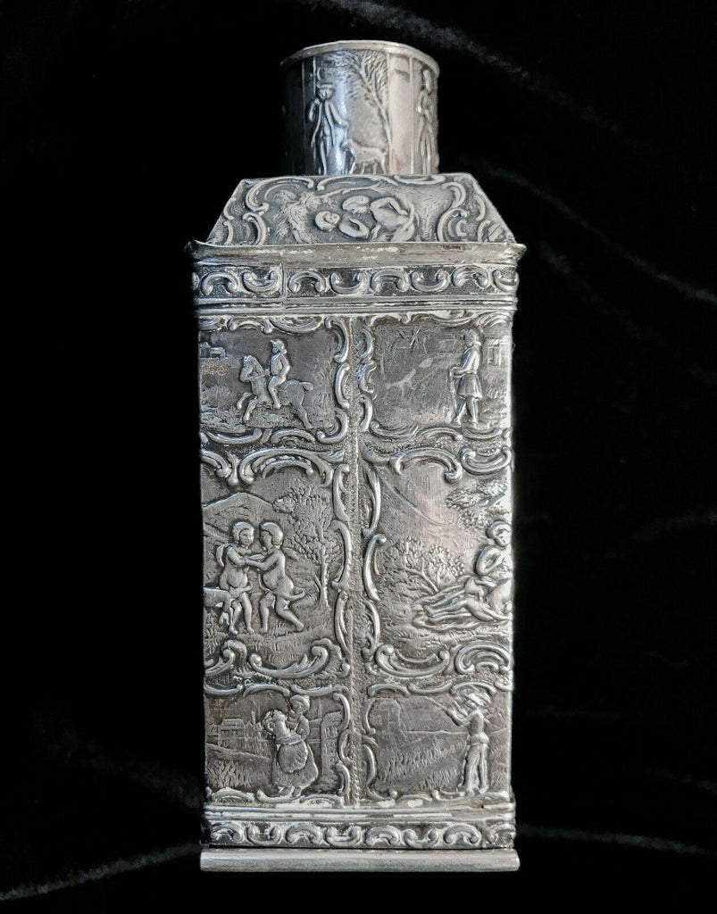 Antique 19th Century c.1879-1890s Continental Silver Tea Caddy, Repousse 184g - MissionGallery