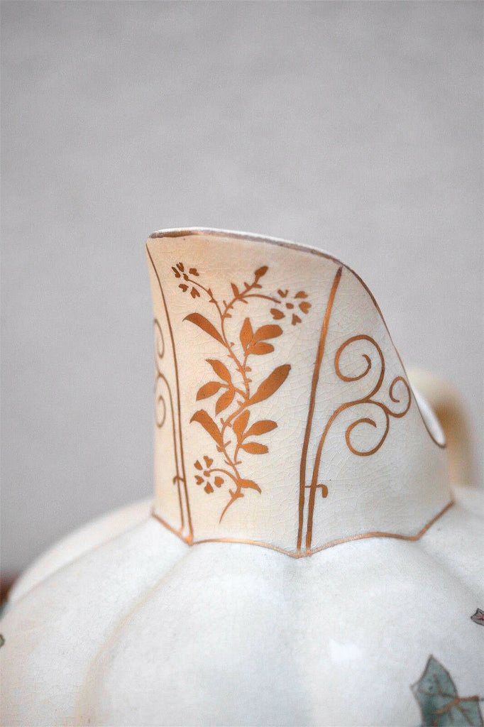 1890's Hampshire Pottery Aesthetic Style Pitcher, Ivy Pattern, nice - MissionGallery