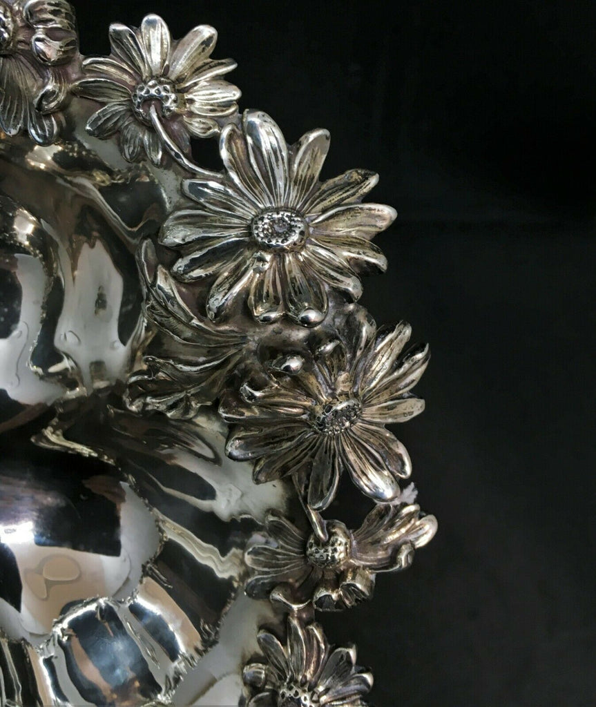 Late 19th c William B. Kerr Sterling Silver Daisy Pattern Dish Art Nouveau, Rare - MissionGallery