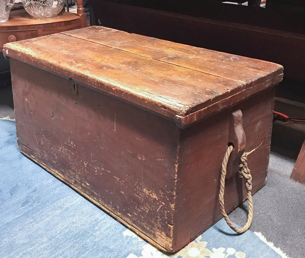 19thc. American Whalers Seaman's or Sailors Sea Chest Nautical Trunk - MissionGallery